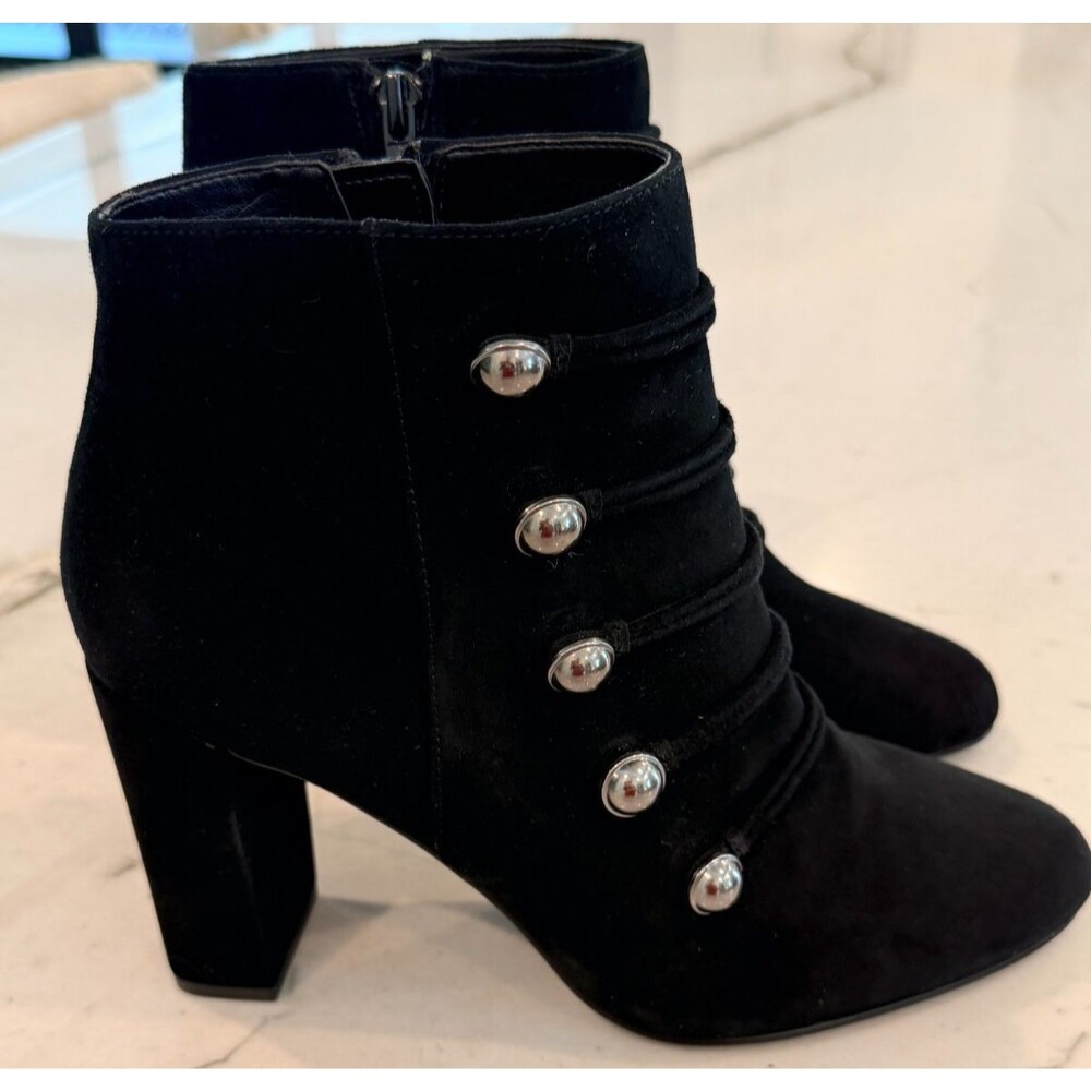 Banana Republic Black Suede Bandjacket/ Military Button Ankle Boots SZ 8.5